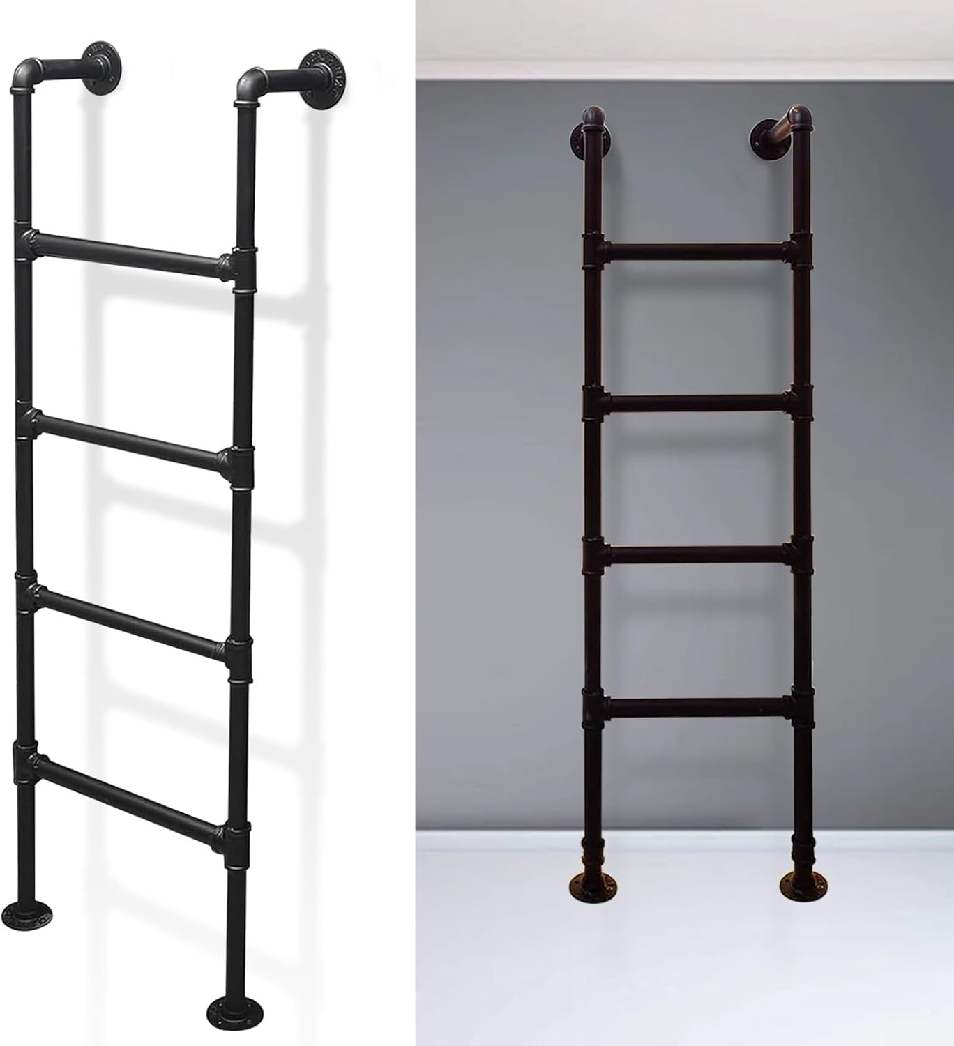 Black Metal Wrought Iron Attic Bunk Bed Ladder | Emergency Fire Climbing Ladder | Easy Install Space-Saving Motorhome Step Ladder | Customizable Size (100cm/39in)