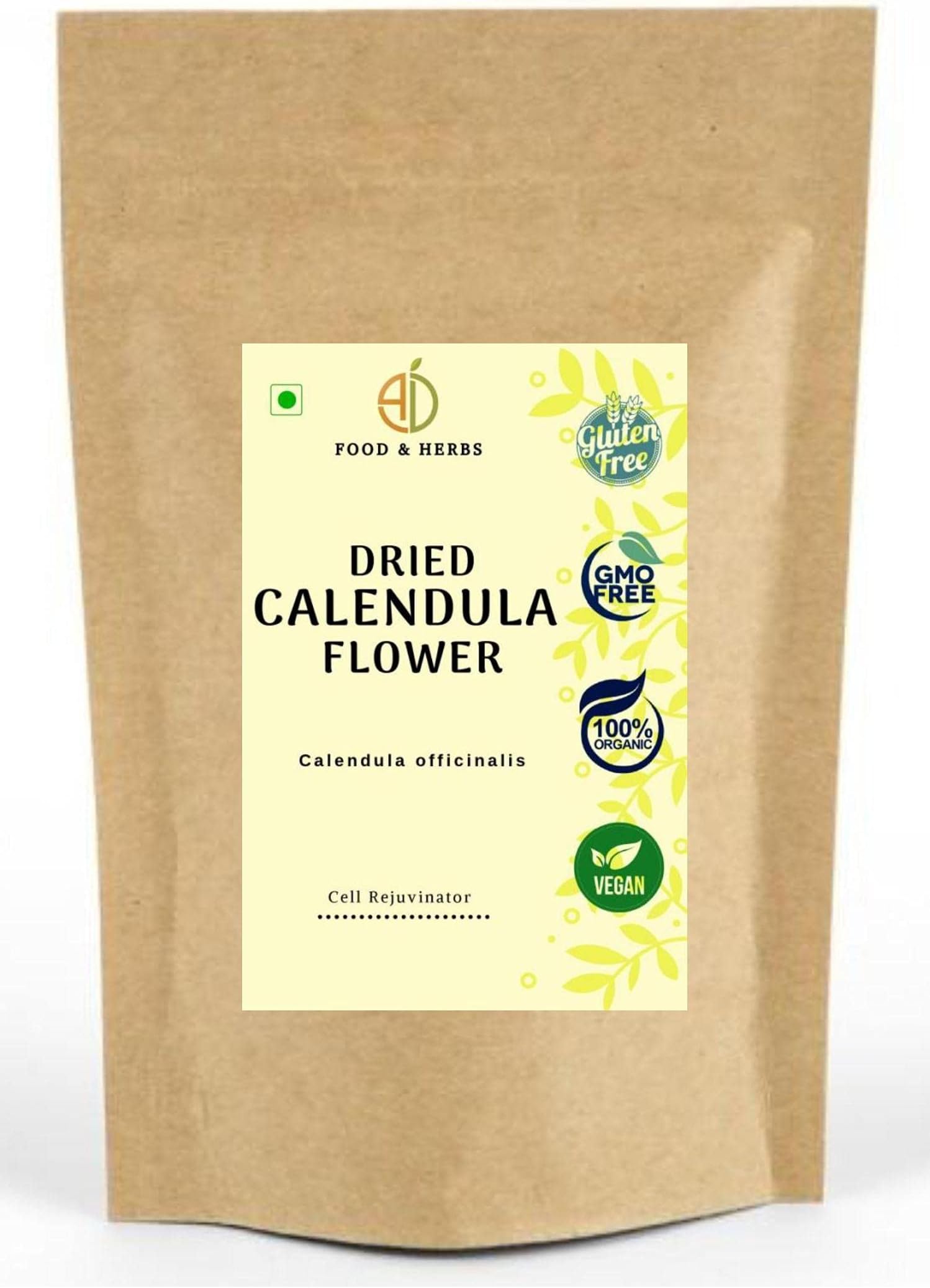 A D FOOD & Herbs ORGANIC CALENDULA FLOWER Dried Natural Ayurveda Herb (150 GMS)
