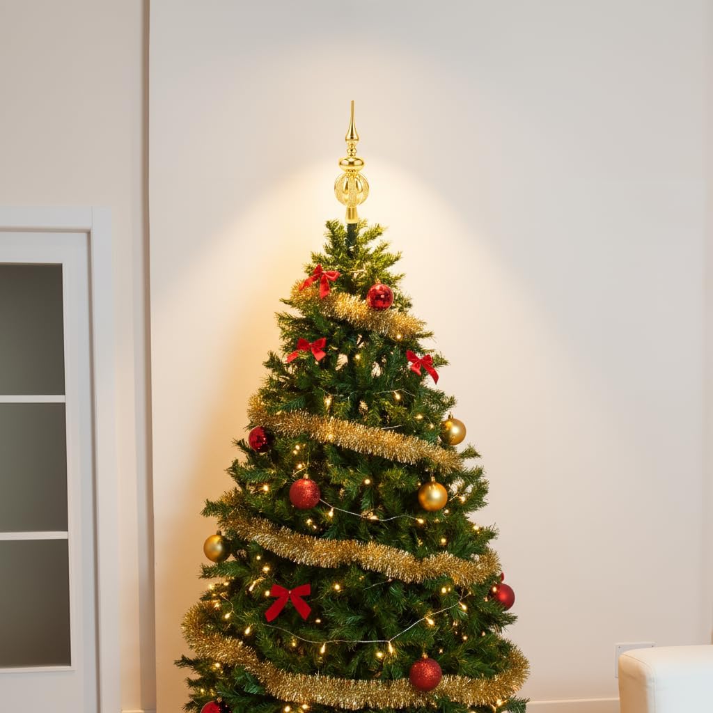 BESPORTBLE Christmas Tree Topper: Christmas Star Tree Topper, Spherical Xmas Tree Ornaments, 3 Tier Treetop Decoration Classic Holiday Home Party Decor Golden - Image 2