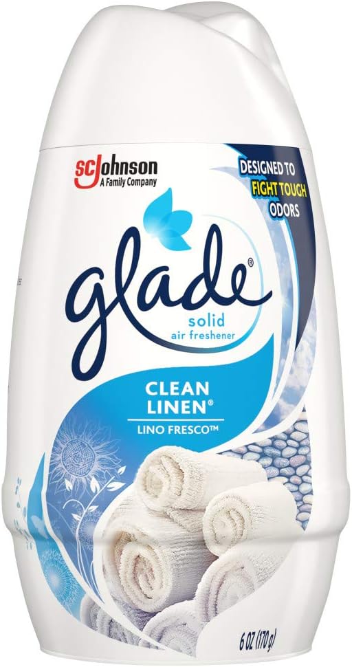 Glade Solid Air Freshener, Deodorizer for Home and Bathroom, Clean Linen, 6 Oz