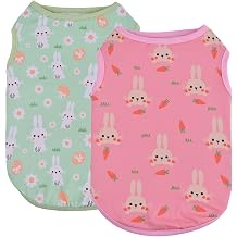 2-Pack Easter Dog Shirt Puppy Shirts with Bunny Egg Carrot Patterns Dog Rabbit Clothes Outfit Cotume Easter Pet Sleeveless T-Shirt Tank Tops Vest for Small Medium Large Dogs 3XL