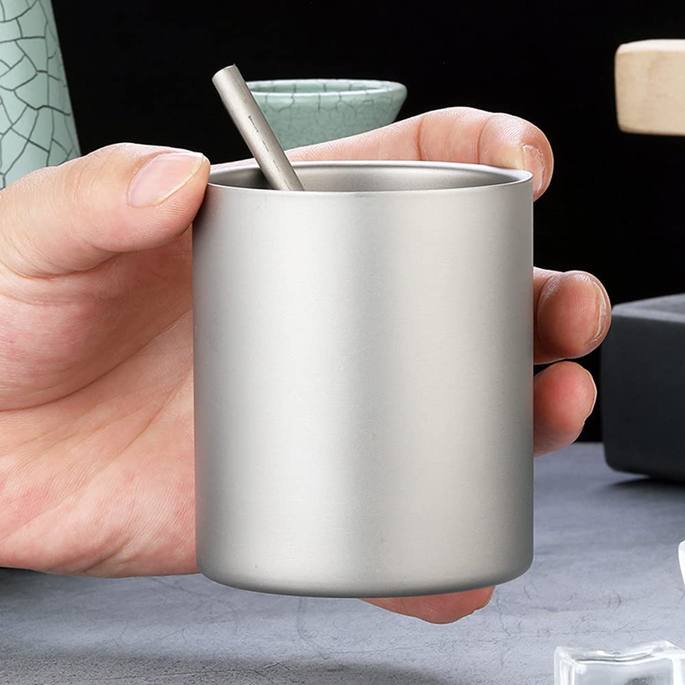 220ml/330ml/450ml/550ml Doppelwandige Wassertasse Kaffee Tee Becher für Home Office Outdoor Camping Wandern Rucksack Picknick,Titan Wasserbecher