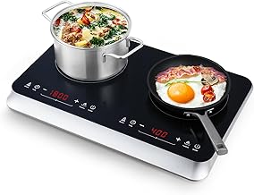 COOKTRON Double Induction Cooktop Burner with Fast Warm-Up Mode, 1800w 2 Burner with 10 Temperature 9 Power Settings, Port...