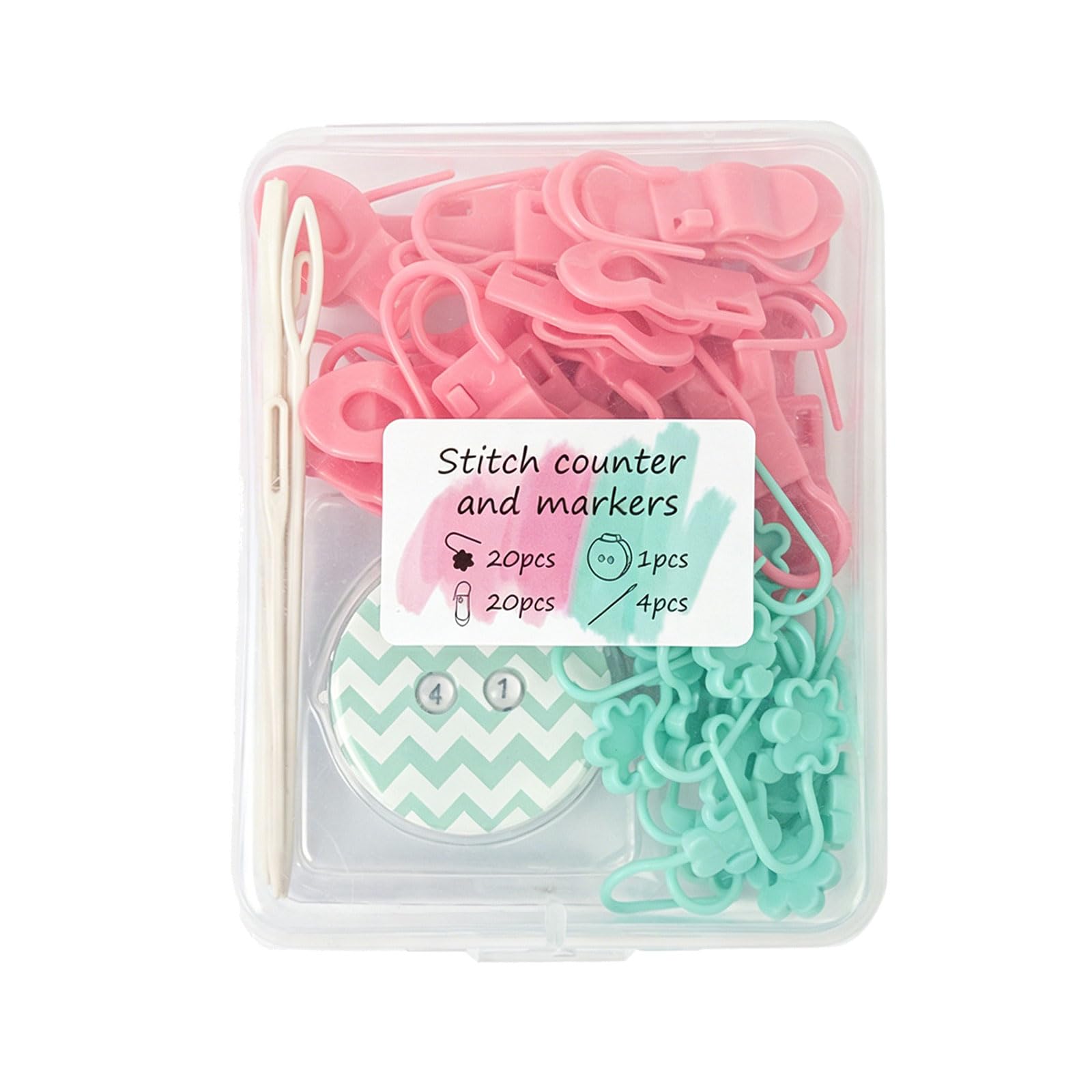Row Counter and Loop Clip Accessories for Knitting Projects with Locking Clips, Bulb Markers and Yarn Finishing Tools Crochet Loop Clips Knitting Row Counter Yarn Finishing Tools Clear Storage Case