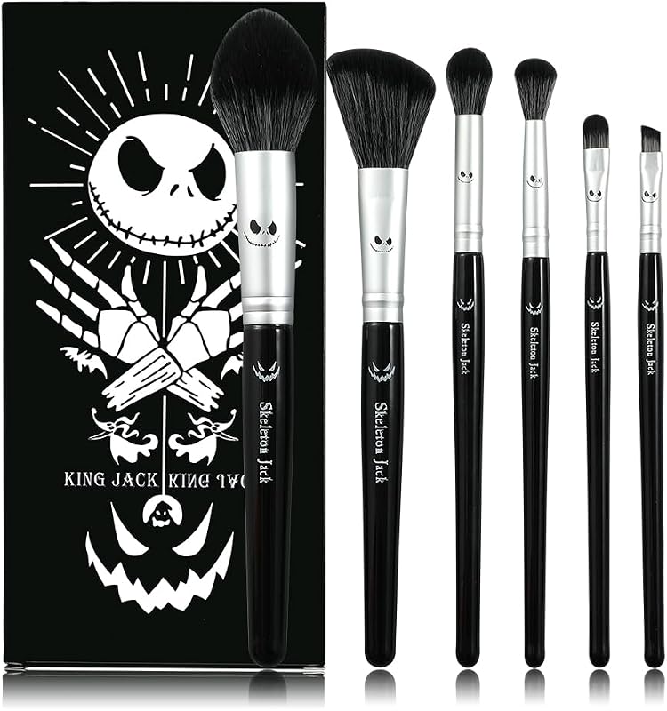 Conjunto Hamowtux com 5 Pincéis de Maquiagem Nightmare Before Christmas
