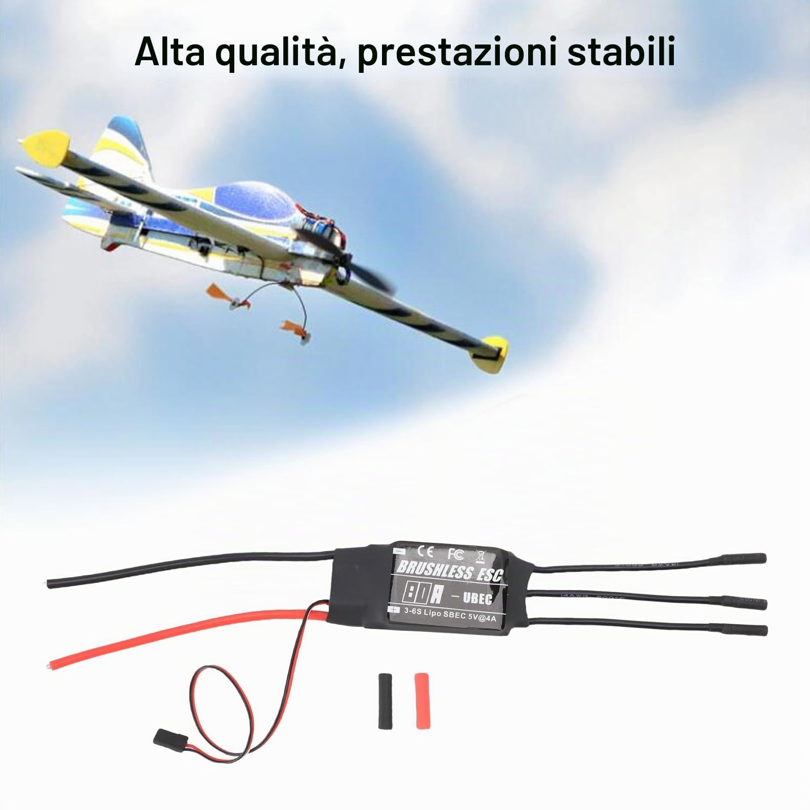 BuyWeek Brushless ESC, 80A Regolatore di velocità in Slicone e Rame Controller Elettronico di velocità con Spina Femmina a Banana da 4,0 mm