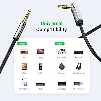Vista 6 de Cable conector Ugreen de 0.14 pulgadas. Entrada de audio auxiliar a un ángulo recto de 90 grados para Apple (iPhone, iPod, iPad), Samsung