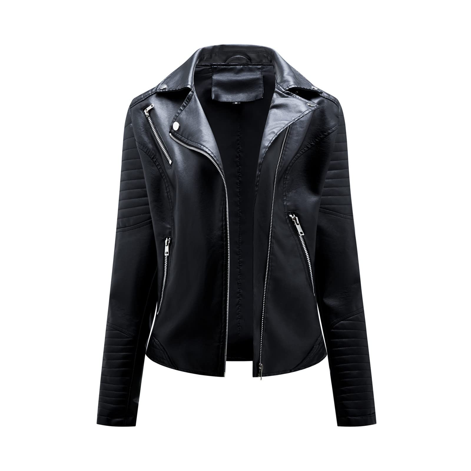 Women's Casual Jacket Solid Faux Leather Pocket Baseball Motorcycle Loose  Zipper Soft Jacket Coat plus Size Coats