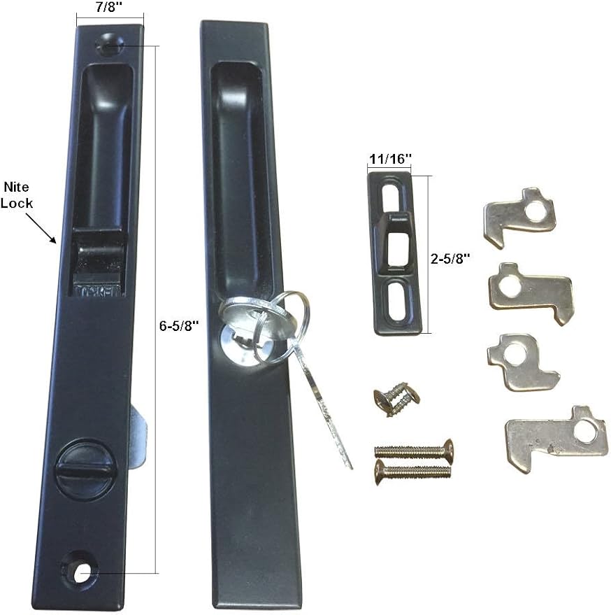 TechnologyLK Sliding Glass Door Handle Set, Keyed, Flush