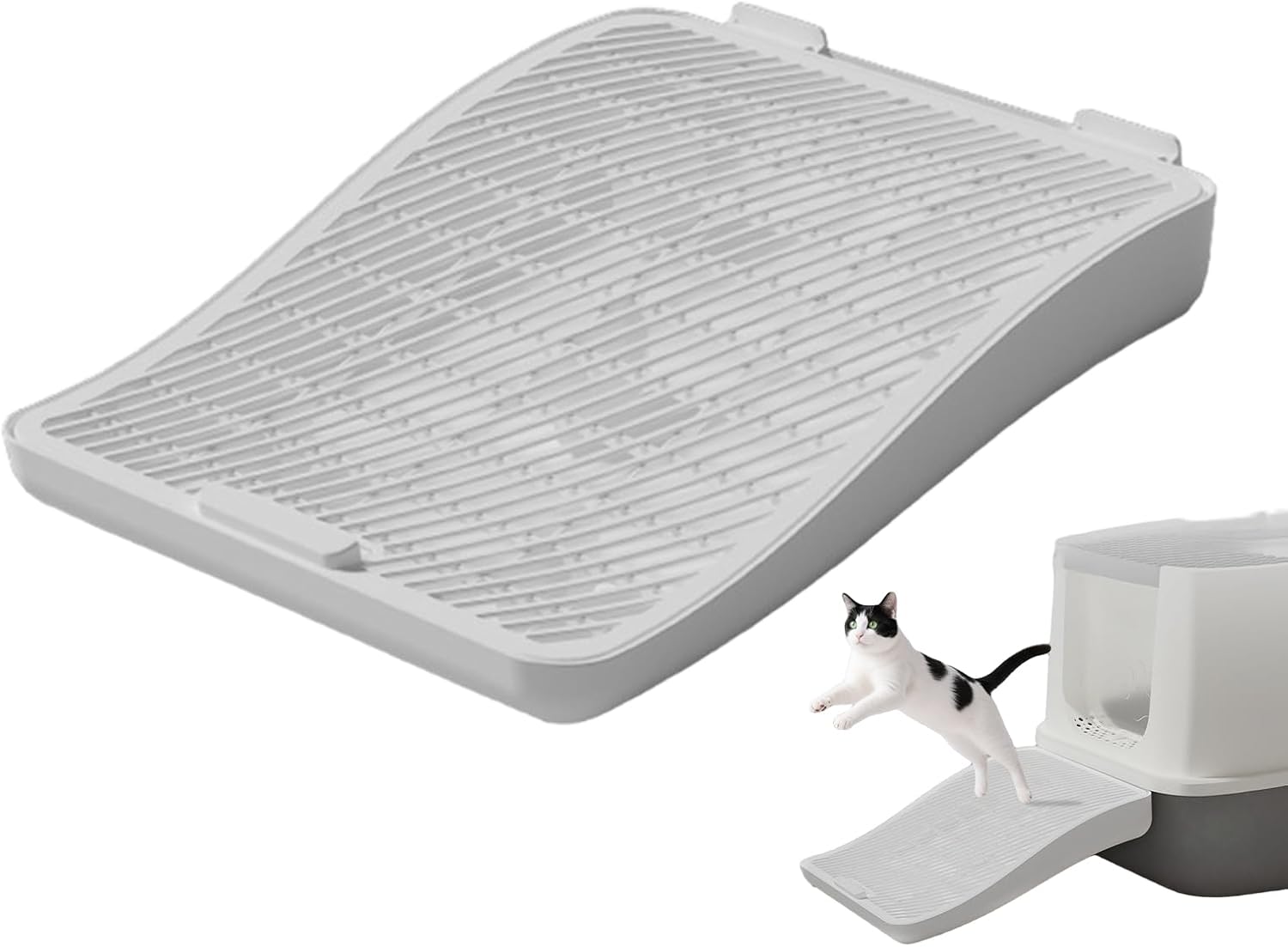 Litter Box Step - Height Adjustable Pet Kitten Waste Collection Stairs, Litter Catching Ramp, & Safe, Perfect for Small, Medium & Large Cats, Elderly Cats, Sofa, Apartment, Balcony & Terrace