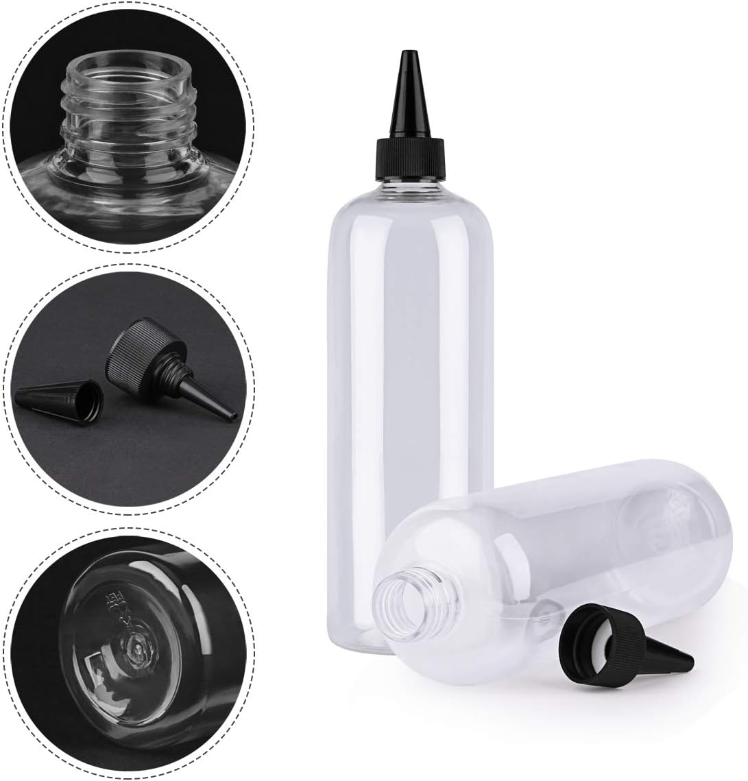 Hair Color Bottle Applicator, sdoot Applicator Bottle 16 ounce, Squeeze Bottle for Hair, PET Plastic Refillable Bottles with Twist Top Cap- 2 Pack,Transparent : Beauty & Personal Care