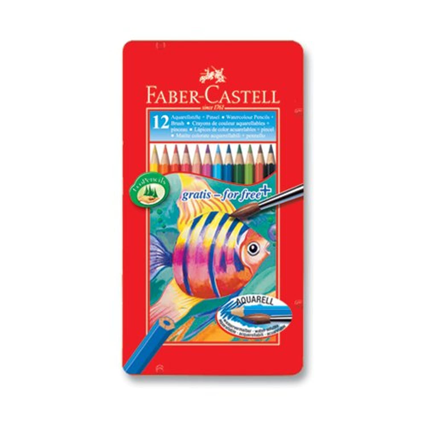 Faber-Castell Matite acquerellabili, assortite, confezione da 12 (16-115929