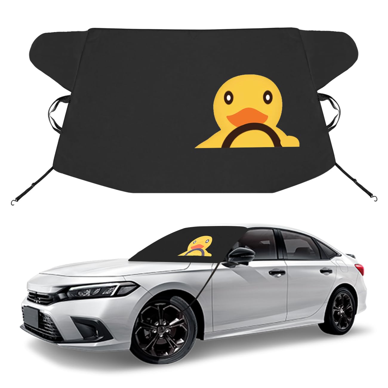 ROMASO Copertura per parabrezza auto per ghiaccio e neve, copertura per parabrezza auto, in tessuto impermeabile 600D, copertura antineve per qualsiasi condizione atmosferica, 175,3 x 109,2 cm, adatta