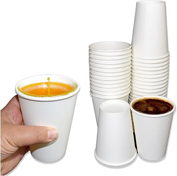100 x 12oz Large White Paper Cups for Hot & Cold Drinks - 340ml | Biodegradable Leak-Resistant Eco-Friendly Single Wall Disposable Coffee/Tea Cups 12oz - 100 Cups