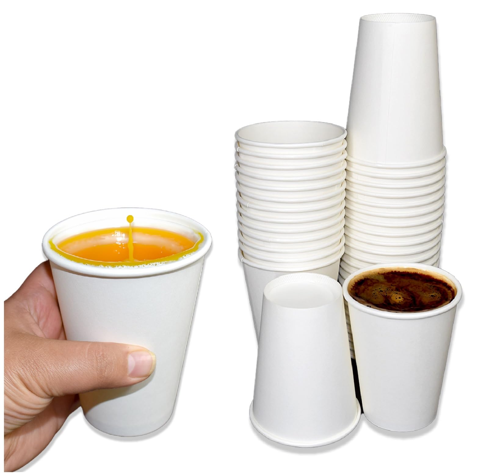 Sunrise Packaging 100 x 12oz Large White Paper Cups for Hot & Cold Drinks - 340ml | Biodegradable Leak-Resistant Eco-Friendly Single Wall Disposable Coffee/Tea Cups (12oz - 100 Cups)
