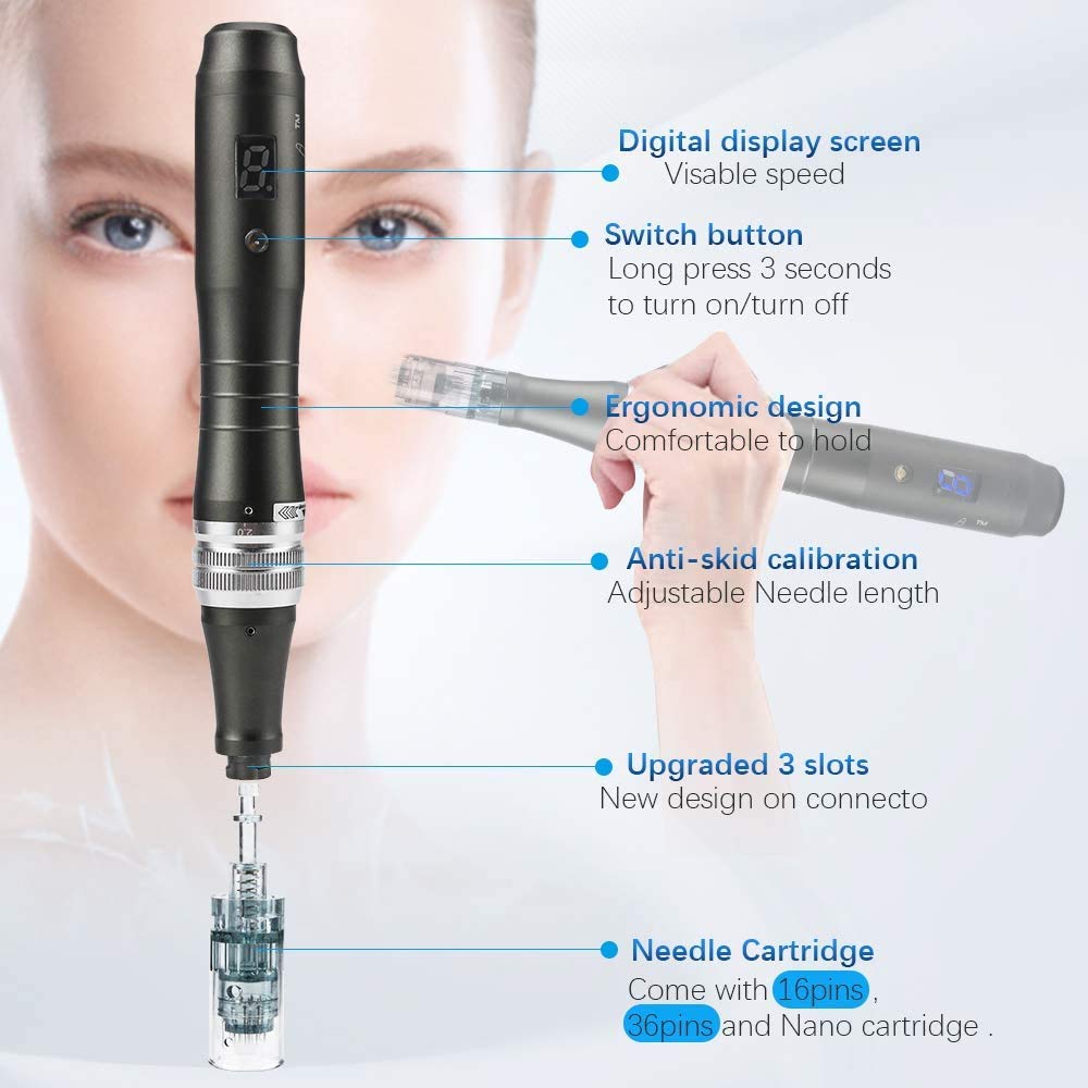 Wireless Elettrico Microneedle Dermapen Dr.pen M8 Professionale Sistema di Terapia con Microneedling Penna di Bellezza con Batteria a Cartuccia con 10 Cartucce di Aghi