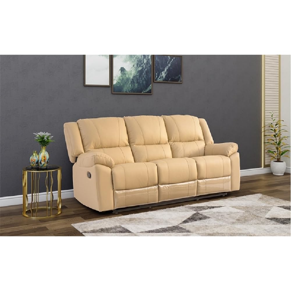 Royaloak Milan Italian Half Leather Recliner Three Seater | High Backrest | Tufting Design | Pocket Springs | Padded Armre... - Review, Price and Buying Guide