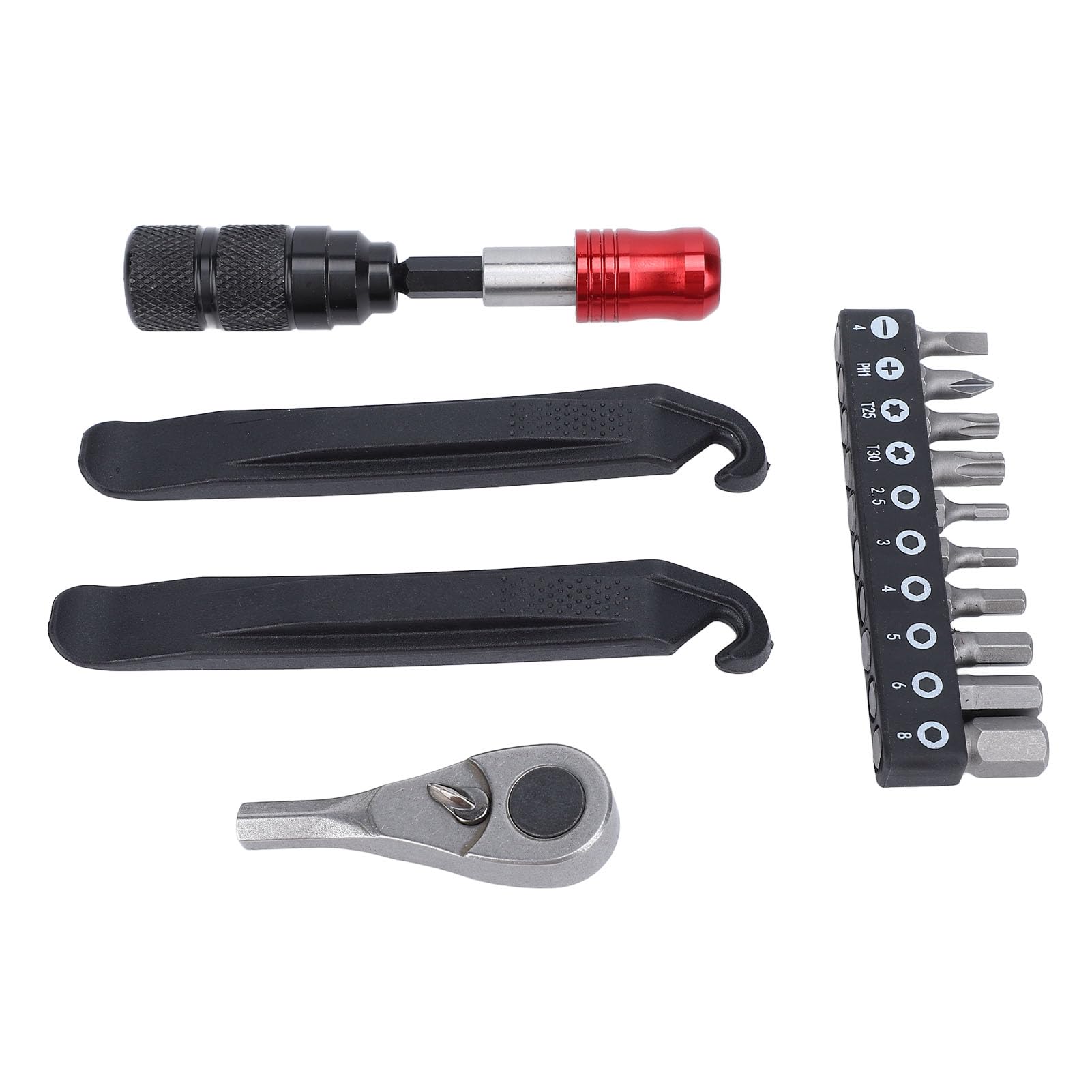 Set di chiavi a cricchetto per ciclismo Leve per pneumatici multiuso Kit di manutenzione portatile per ciclismo con punte per cacciavite per uso domestico professionale Manico in