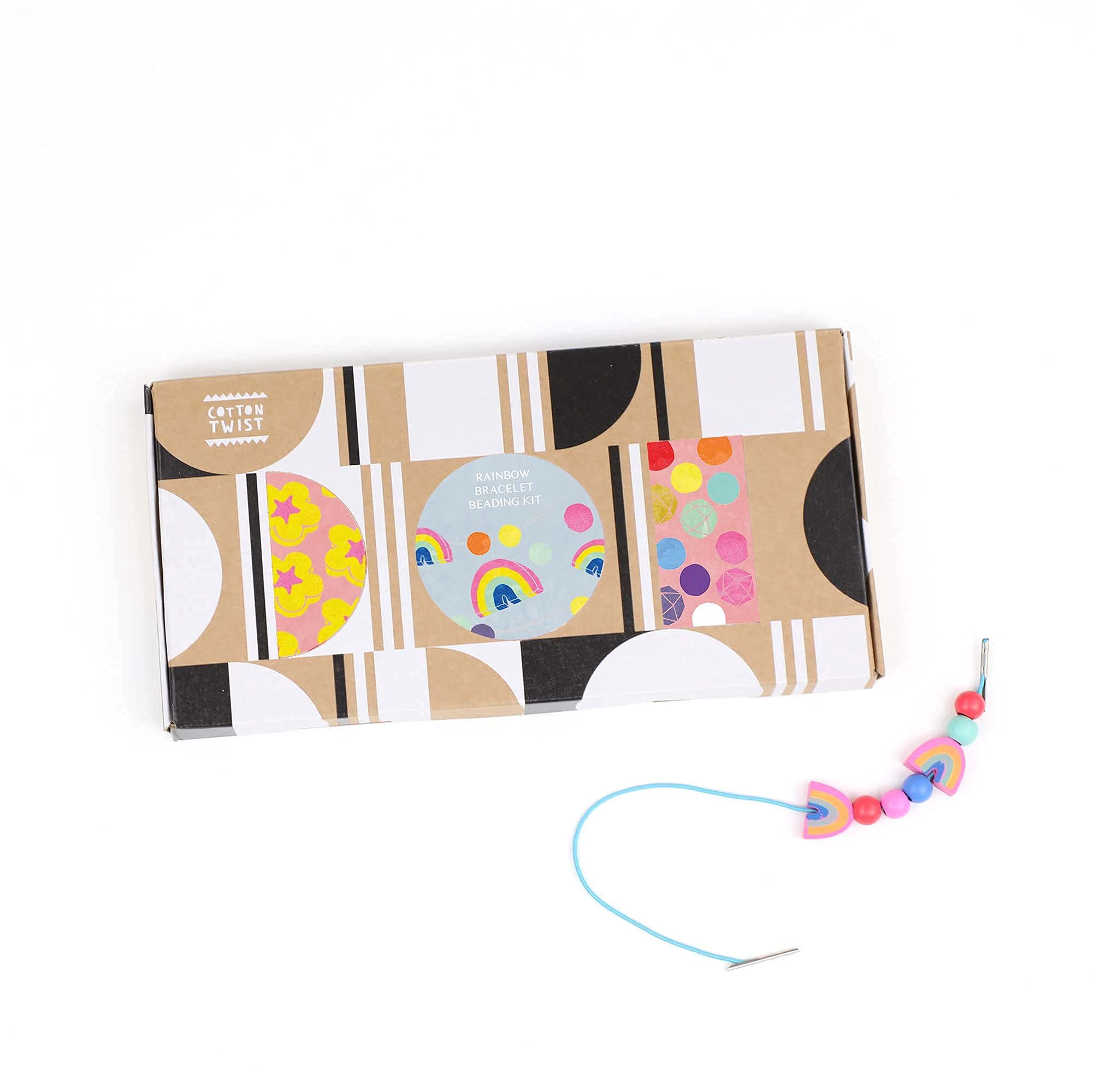 Cotton Twist Rainbow Colours Kids Rainbow And Flower Bracelet Making Kit - Children Creative Beading Jewellery Designing Play Set - Suitable For 3-8 Years