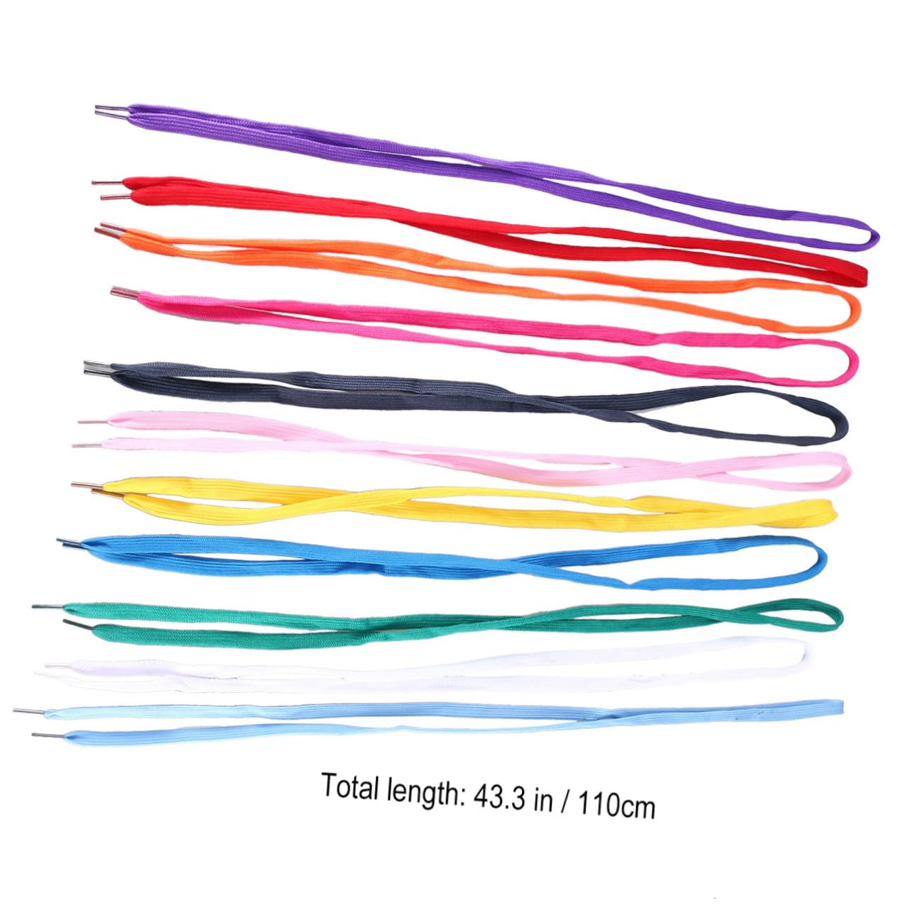 Veemoon Lacets De Chaussures Plates Colorés Ensemble 12 Paires Polyester Nylon Résistants Lacets Plats Pour Chaussures De Sport Bottes Baskets Usage Quotidien 110 x 0,8 Cm