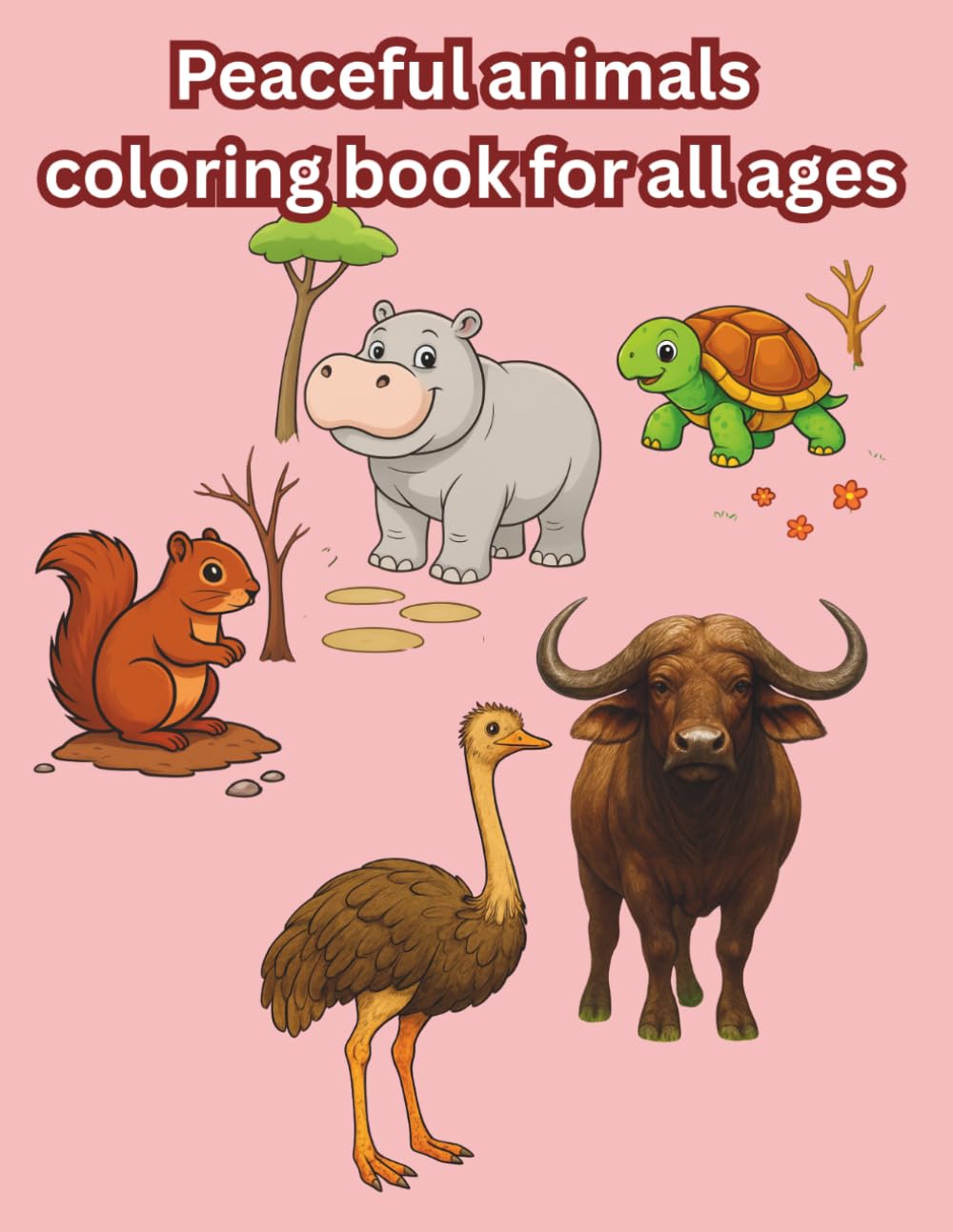 Peaceful animals coloring book for all ages