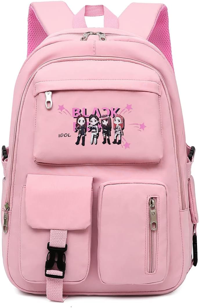 PALAY Blackpink Standard Backpack For Girls School Bags Blackpink Kpop Theme Prints With Usb Charging And Headset Port Backpack For Student College School Bag For Boys, 18 L, Full Size