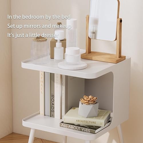 Miniatura 5 de Mesa auxiliar, mesita de noche moderna, mesa auxiliar, mesita de noche, mesa decorativa de metal con estante de almacenamiento abierto para sala de