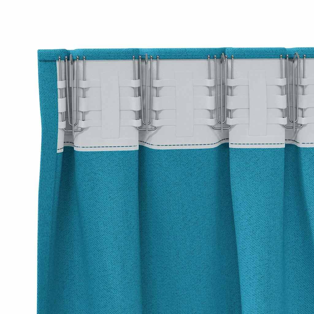 Lot de 2 rideaux occultants avec anneaux - Turquoise - 260 x 140 cm - En polyester - Protection solaire - Protection contre la chaleur - Décoration de fenêtre pour salon, chambre à coucher