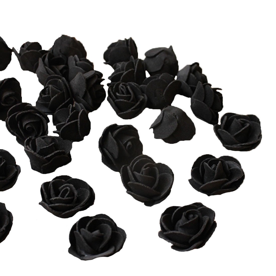 Calcifer 100pcs 2.5CM Artificial Flowers Foam Rose Heads Bridal Wedding Bouquets for Wedding Party Home Garden Decor (Black)
