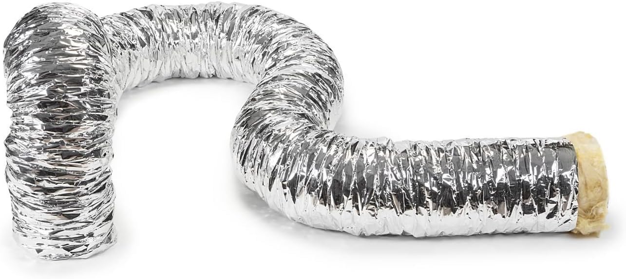 Insulated Flexible Ventilation Duct Hose - Exhaust Hose - Duct Hose for Heating and Cooling - Ventilation and Air Conditioning (6" (150mm) - 5 Meter)