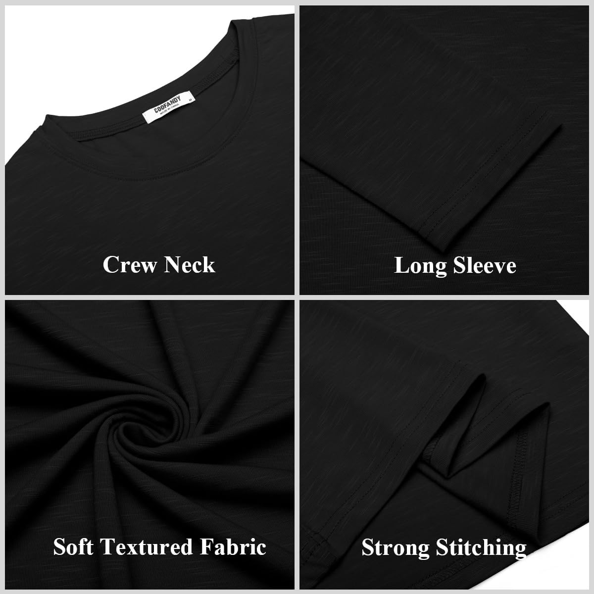 COOFANDY Mens Long Sleeve T Shirts Casual Crew Neck Tee Shirts Lightweight Soft Pullover Tops - Image 5