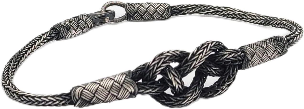 | Sterling silver kinitted bracelet, Love Knot Bracelet, Bracelets for men and women, Oxidized vikings bracelet