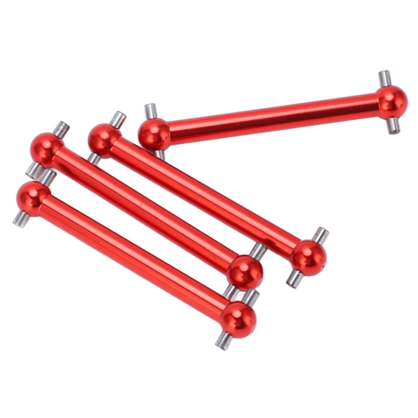 POENVFPO 4pcs RC Metal Dog Bone Drive Shaft, Front and Rear Universal Aluminum Alloy Upgrade Parts with High Precision CNC Machining, for TT02B 1/10 RC Car (Red)
