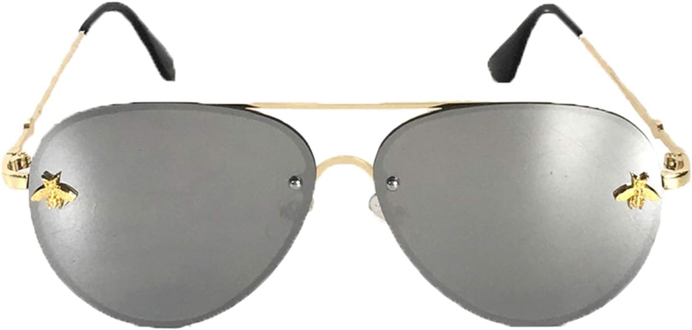 Women's Beehave Bee Charm Mirrored Aviator Sunglasses, Silver
