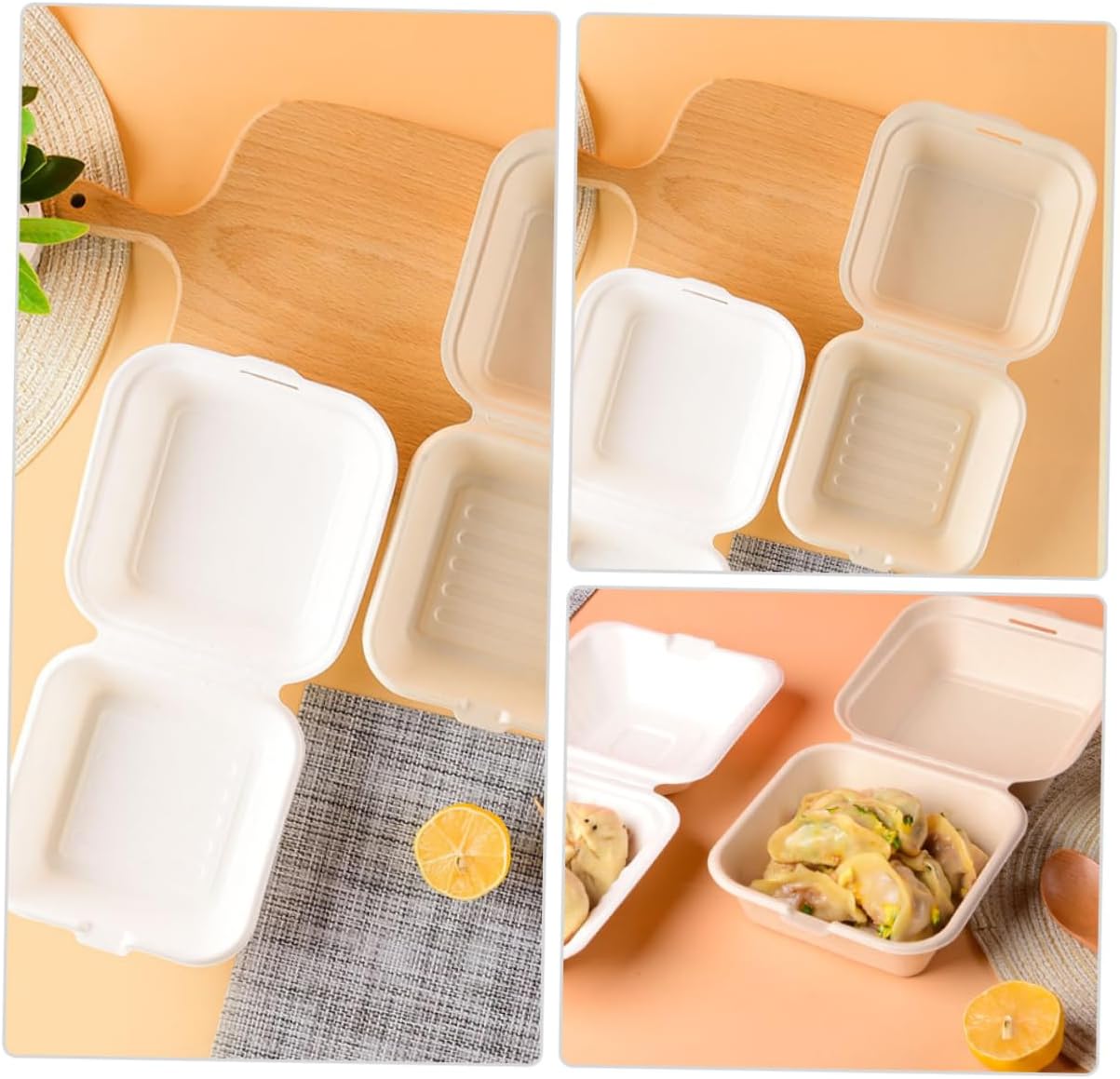 50pcs Takeout Packaging Boxes for Hamburgers Food Container Box for Snacks for Office School Picnic and Parties