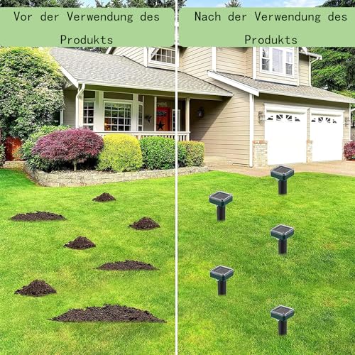 Ultraschall Maulwurfvertreiber für Mäuse, Maulwurfschreck für den Garten, Solar Maulwurfabwehr, Wühlmausvertreiber, Wühlmausschreck, 4 Stück