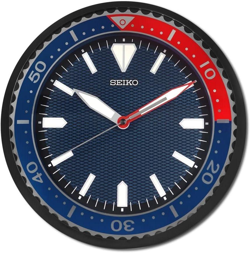 Seiko Clocks Wall Clock with Blue Dial and Silent Sweep QXA791J