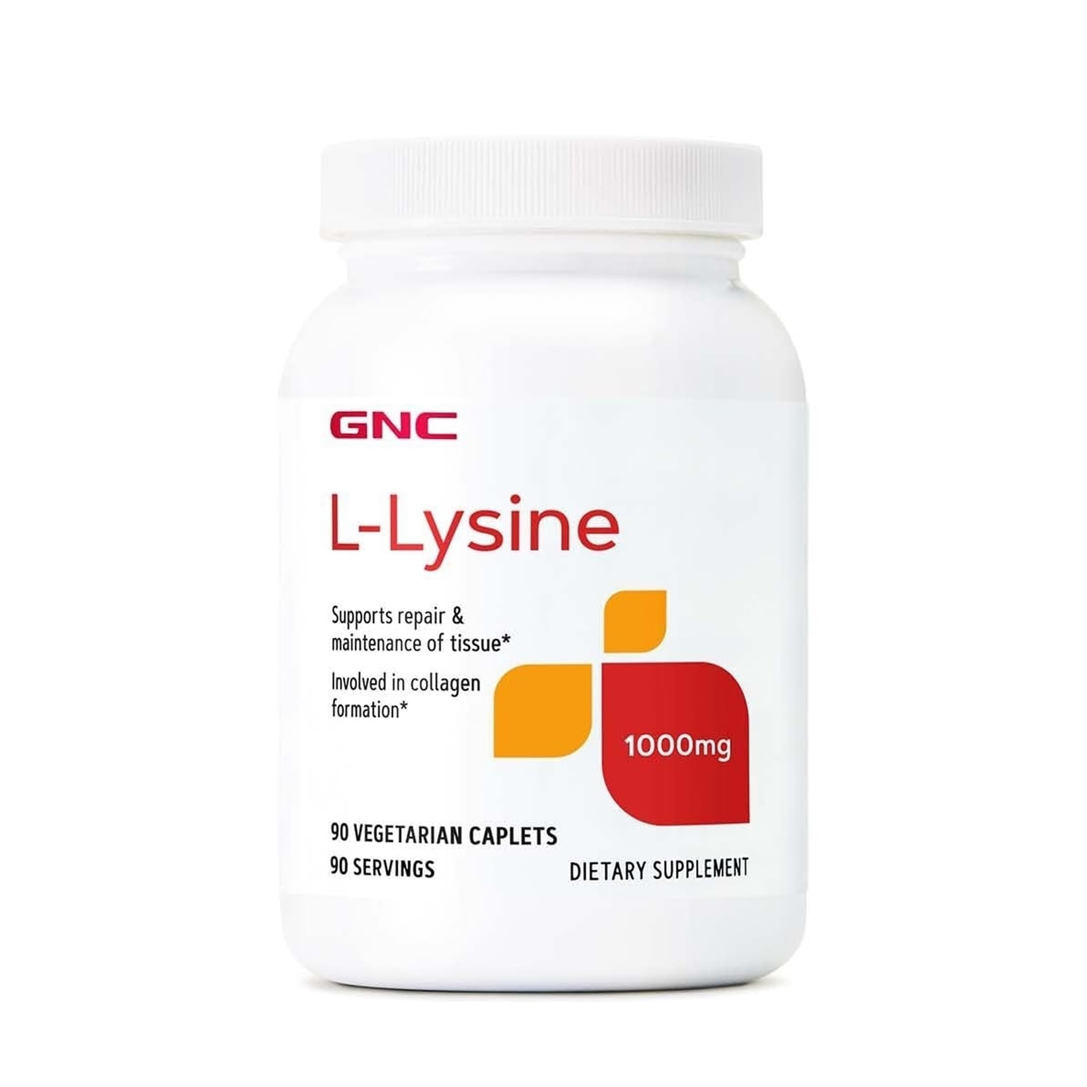 GNC L-Lysine 1000mg Supplement, 90 Vegetarian Tablets