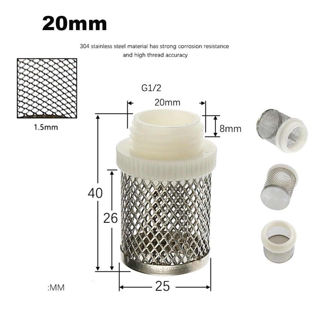 Filtro de manguera de agua de malla en línea de acero inoxidable | Prefiltro compatible de 0.5 pulgadas, 0.75 pulgadas, 1 pulgada (0.5 pulgadas)