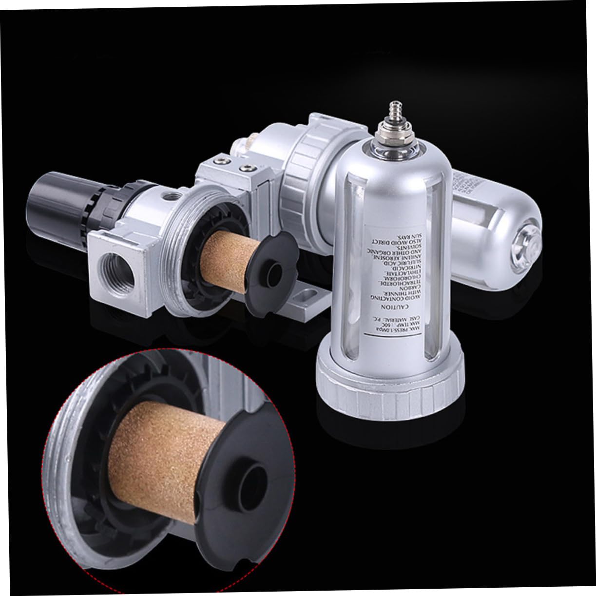 Homoyoyo Regolatore Aria con Separatore Scarico per Compressori e Strumenti Pneumatici Controllo Umidità e Pressione Aria