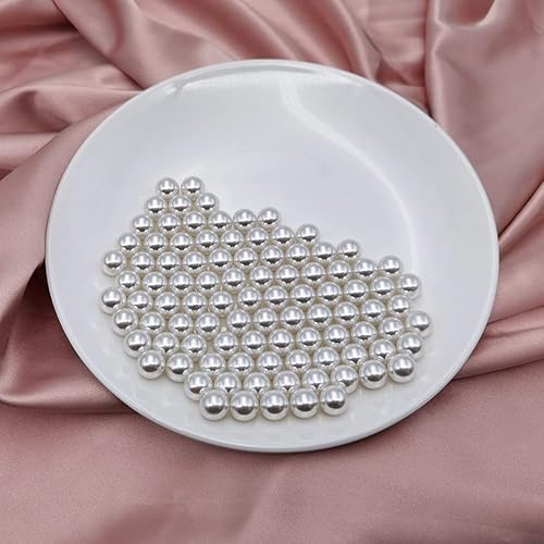 Miniatura 3 de INSPIRELLE 340 perlas de imitación de ABS blancas sin perforar para rellenos de jarrón, cuentas de maquillaje sin agujero de 0.472 pulgadas para