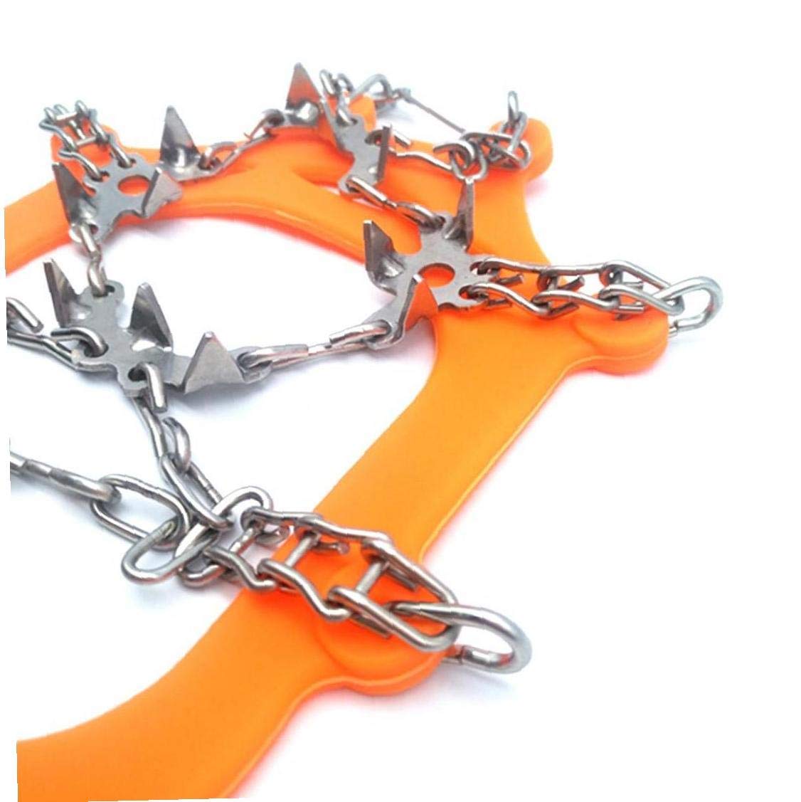 Ice Snow Grips Chaussures Grippers Crampons de Traction Crampons avec 19 Pointes Orange pour l'escalade Randonnée sur Neige et Glace (m)