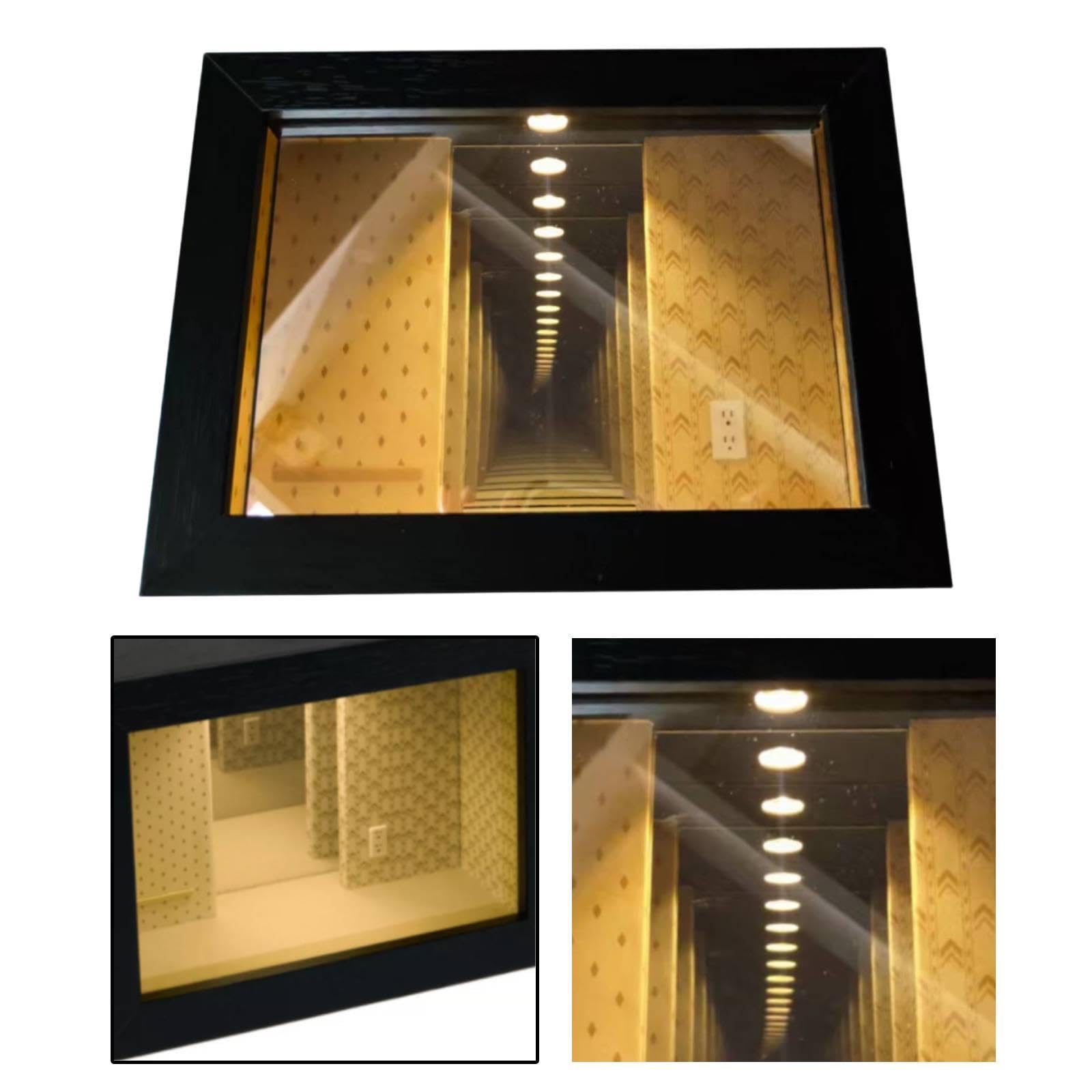 #N/A/a Marco de Fotos con Espejo 3D, Marco de Luz, Marco Decorativo para Mesa, Marco de Escritorio de Madera, óptica con Efecto de Profundidad.