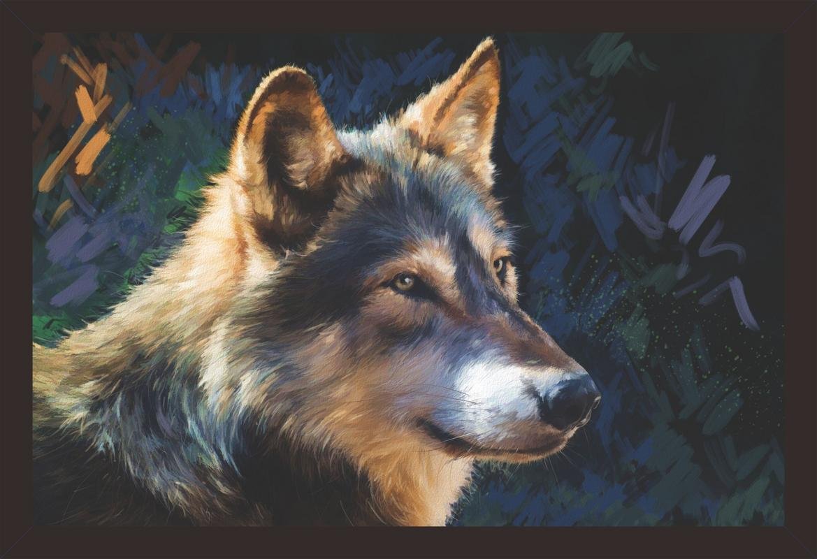 Mad Masters Wolf Wild Animal Painting Aesthetic Hanging Photo Frame Decorative Item Home Decoration and Wall Decor for Living Room and Bedroom (MM 1509, 8x12 Inch, Paper, Without Plexi Glass)
