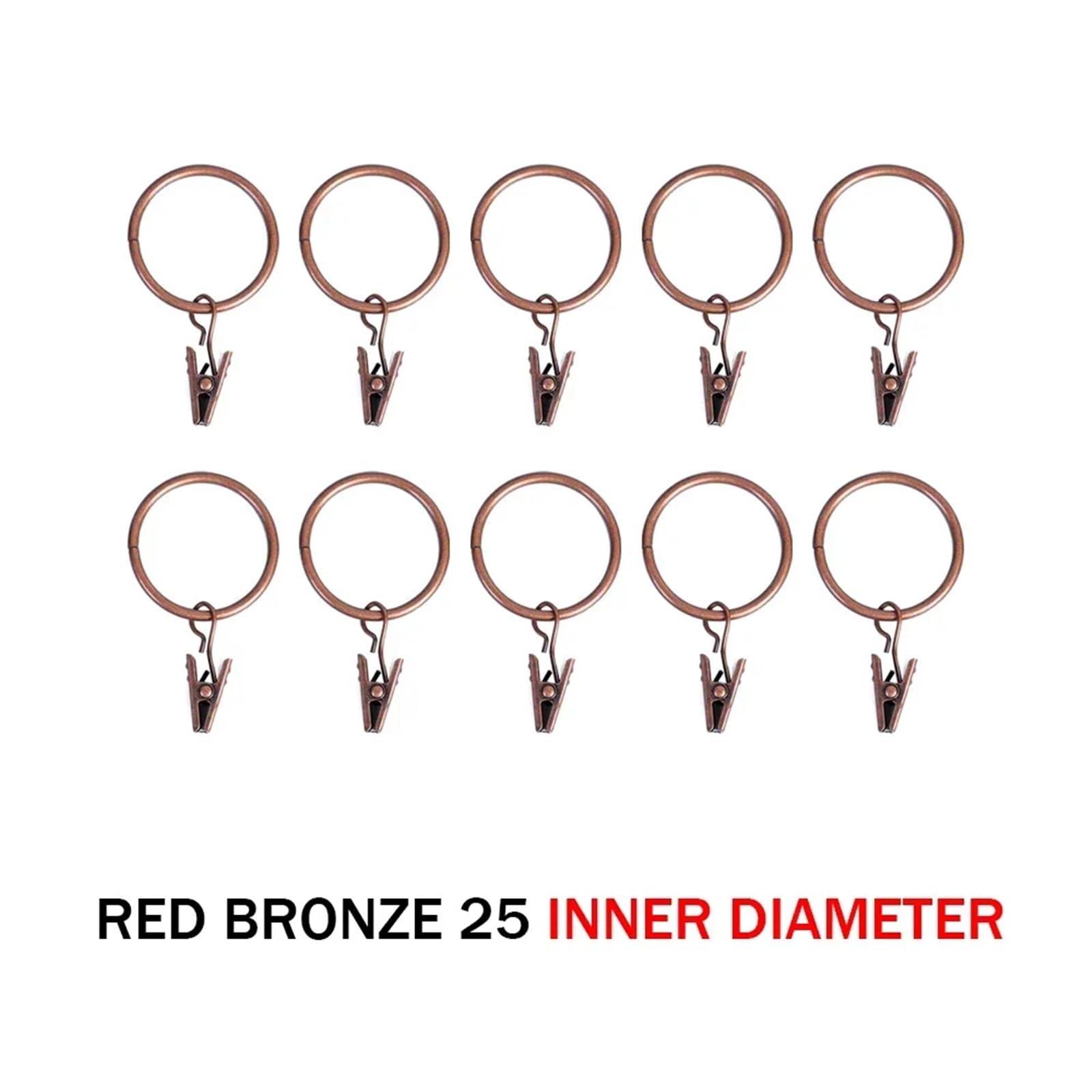 Anneaux de rideaux, Anneaux de rideaux 60 pièces, Clips support fil Vintage antirouille for suspendre des(Antique Copper-25mm)