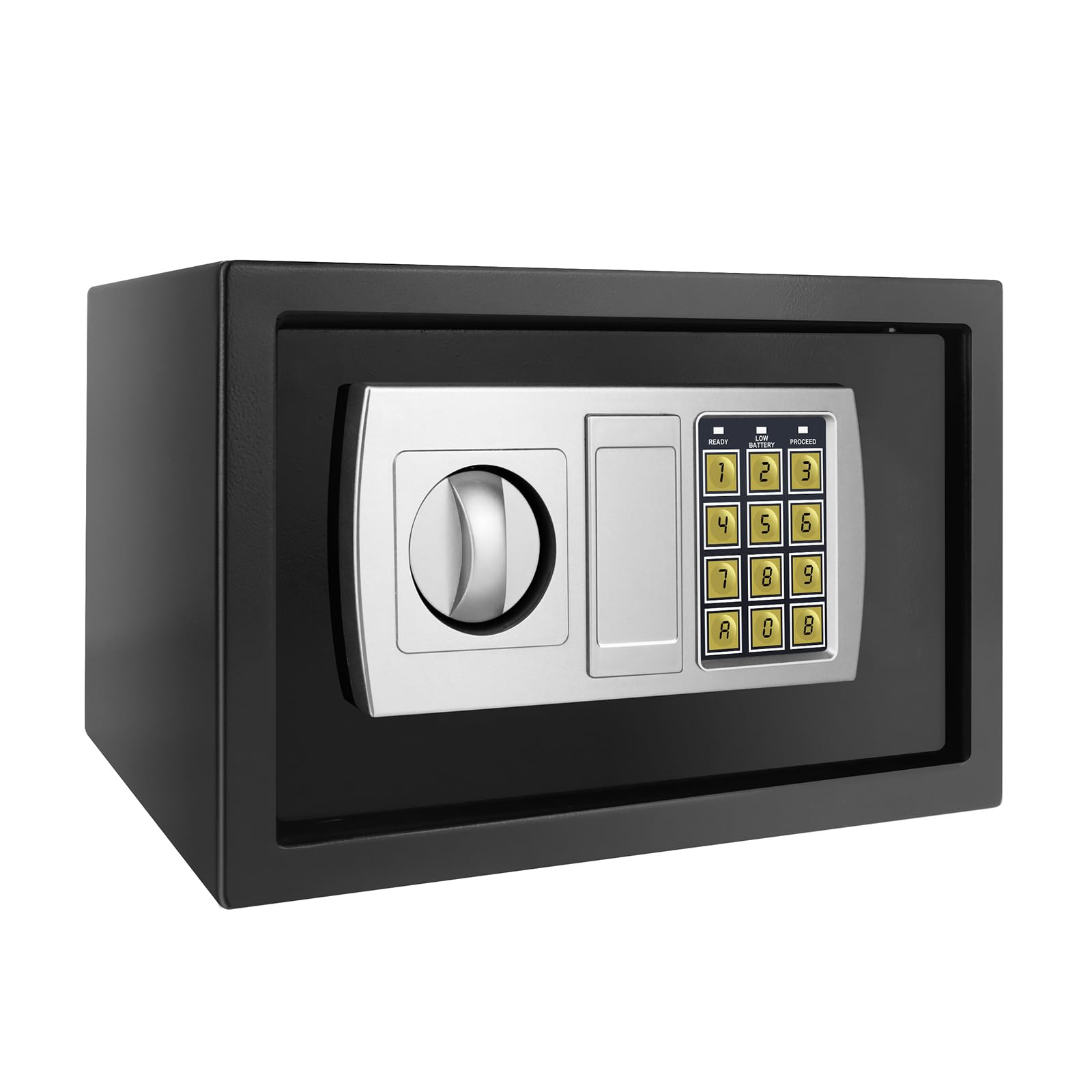 Cassaforte da 8,5 l, in acciaio massiccio, ignifugo, per casa, ufficio, denaro, cassaforte media, con 2 chiavi, cassaforte richiudibile, nero, 31 x 20 x 20 cm