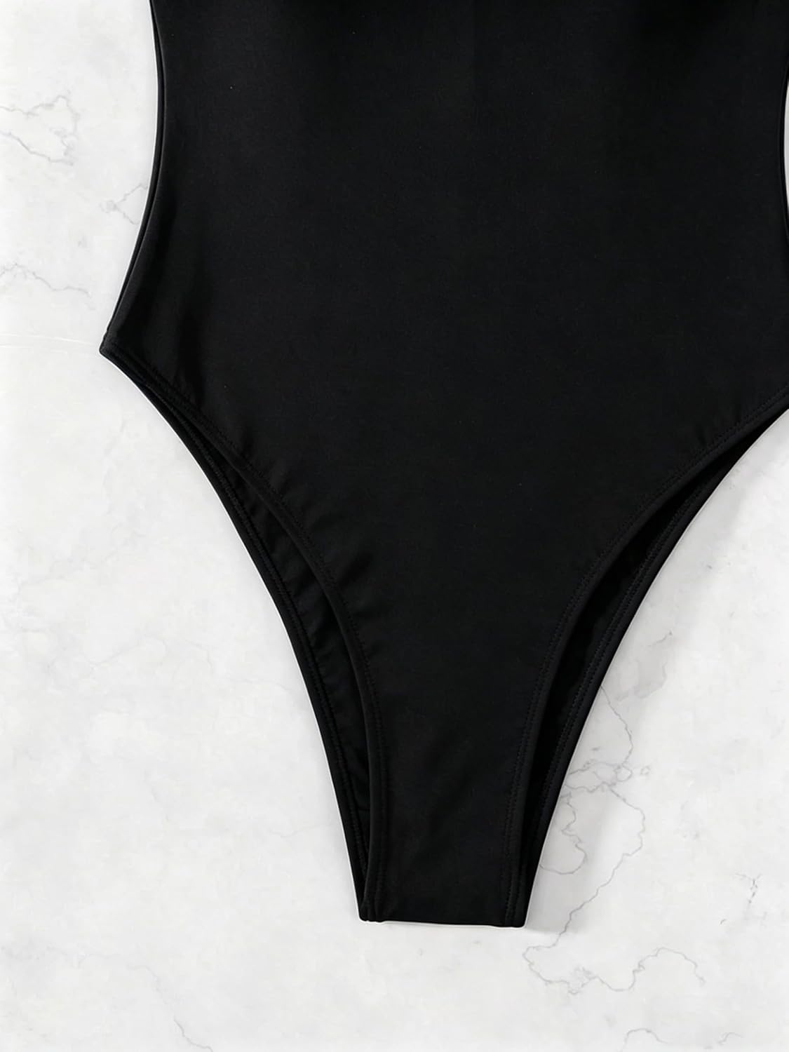 HYTENSUN Sexy One Piece Swimsuit for Women Deep V Neck High Cut Thong Bottom Tie Back Bathing Suit