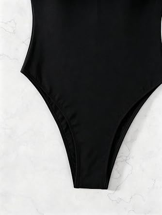 Sexy One Piece Swimsuit for Women Deep V Neck High Cut Thong Bottom Tie Back Bathing Suit