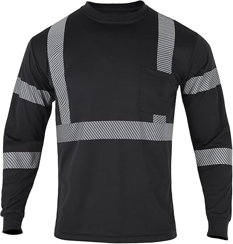 FONIRRA Camisas de seguridad para hombre, de alta visibilidad, reflectantes, clase ANSI, alta visibilidad, camisetas de trabajo de construcción de