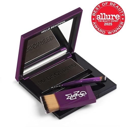 Miniatura 2 de Madison Reed Retoque de raíz + relleno de cejas, negro Legno, cobertura instantánea de canas, relleno en cejas y líneas capilares, polvo de